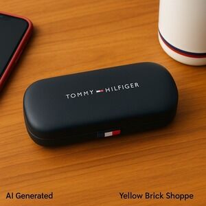 Tommy Hilfiger Eyeglass Case Hard Shell Navy Blue Signature Logo